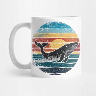 Beach Sunset Humpback Whale Ocean Animal Lover Retro Vintage Mug